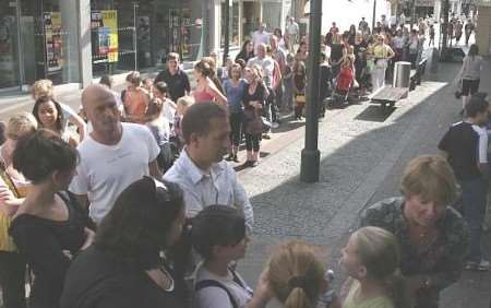 The long queue in Chatham town centre. Picture: PETER STILL
