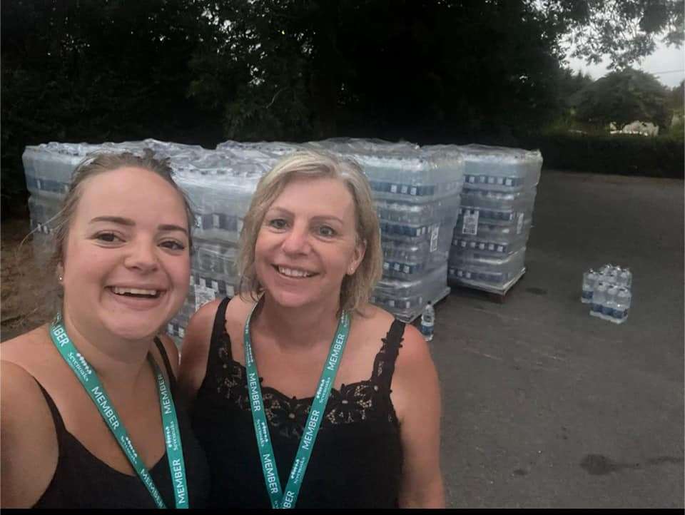 Sevenoaks District Council Cllrs Emily Bulford and Lynda Harrison delivered water to West Kingsdown residents. Photo: Cllr Peter Fleming