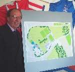 Keith Piper with plans for the new ground