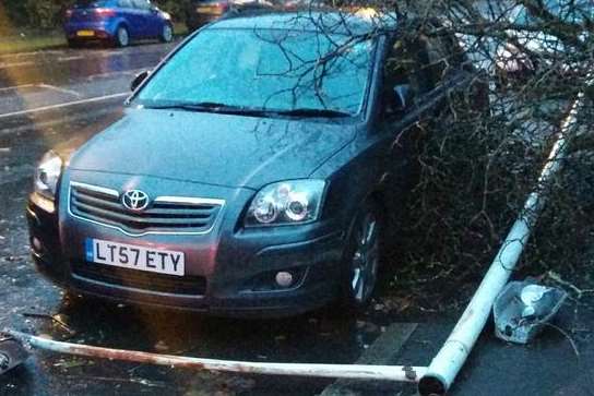 This car had a narrow miss in Folkestone. Picture: Rhys Griffiths
