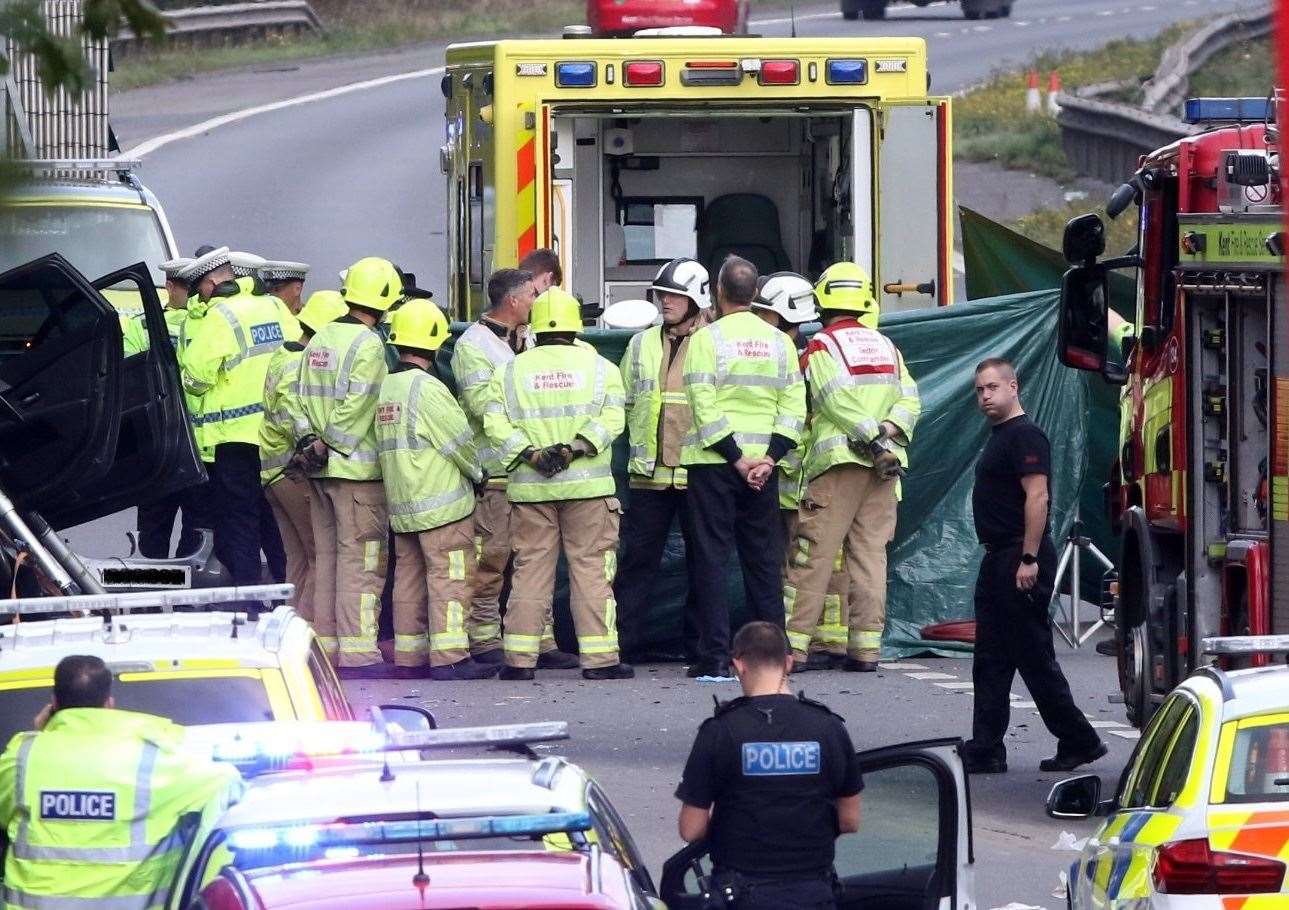 Police at the scene of the crash. Picture: UKNIP