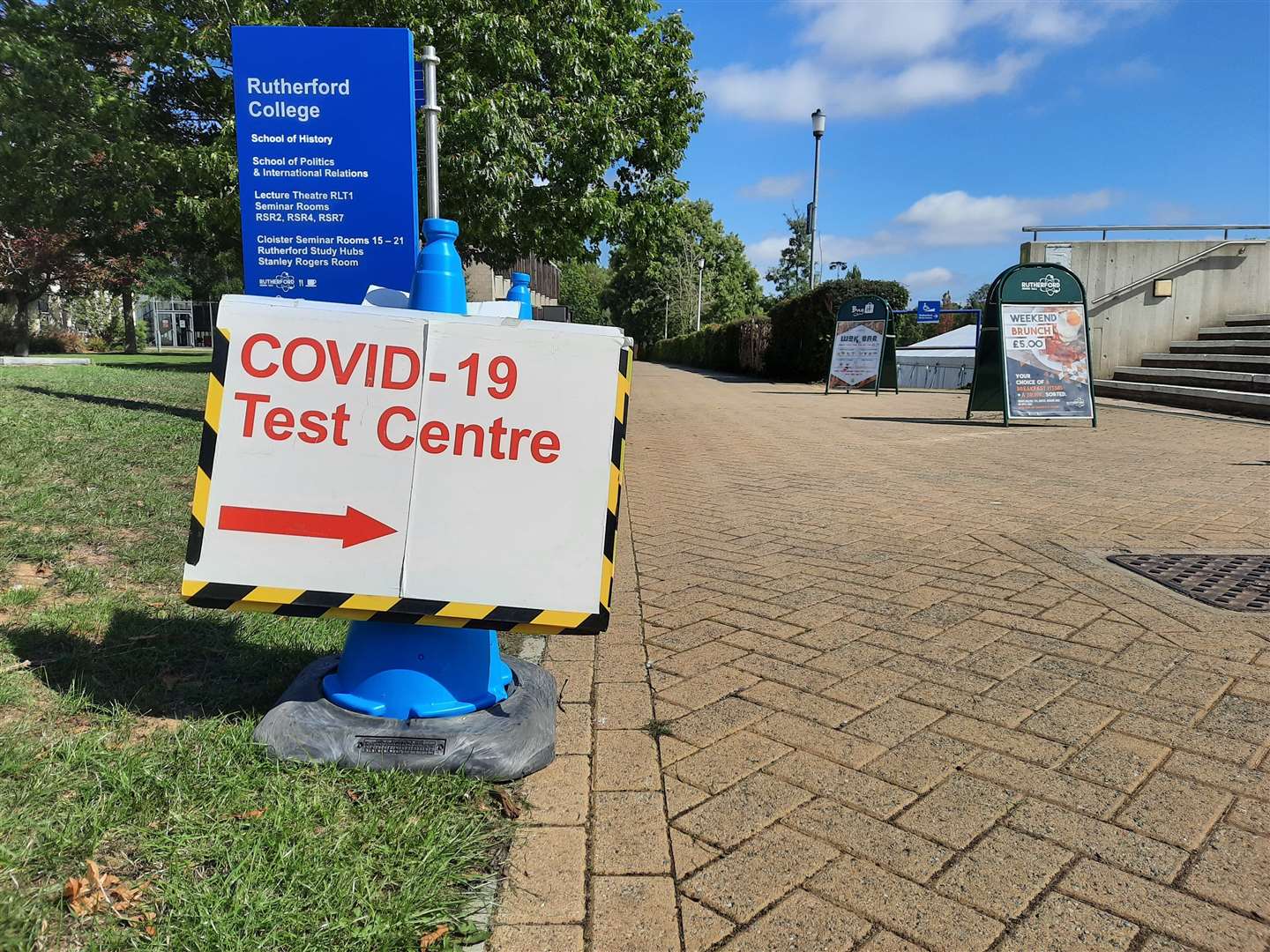 The new walk-through Covid test centre at the University of Kent's Canterbury campus