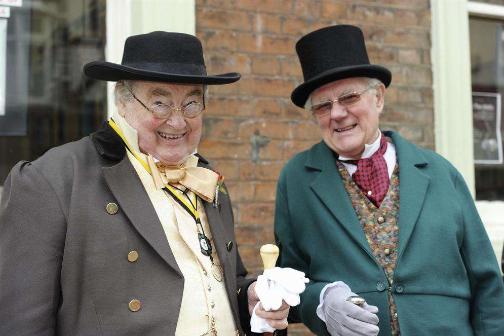 Cyril Baldwin, left, and Tony Trower in costume for the Dickens Festival