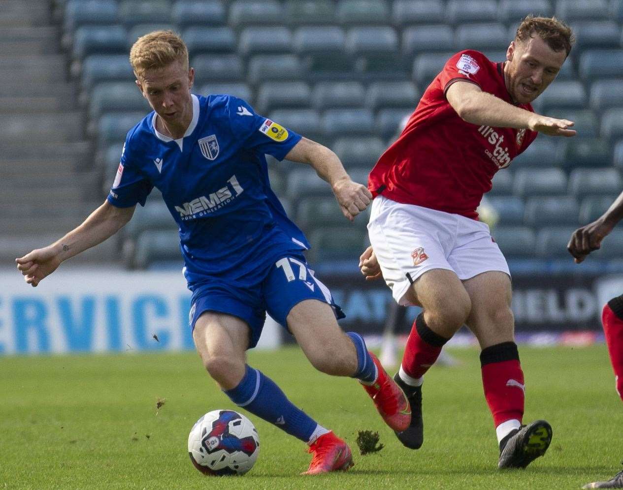 Gillingham's Ryan Law during their battling weekend draw with Swindon Town. Picture: KPI