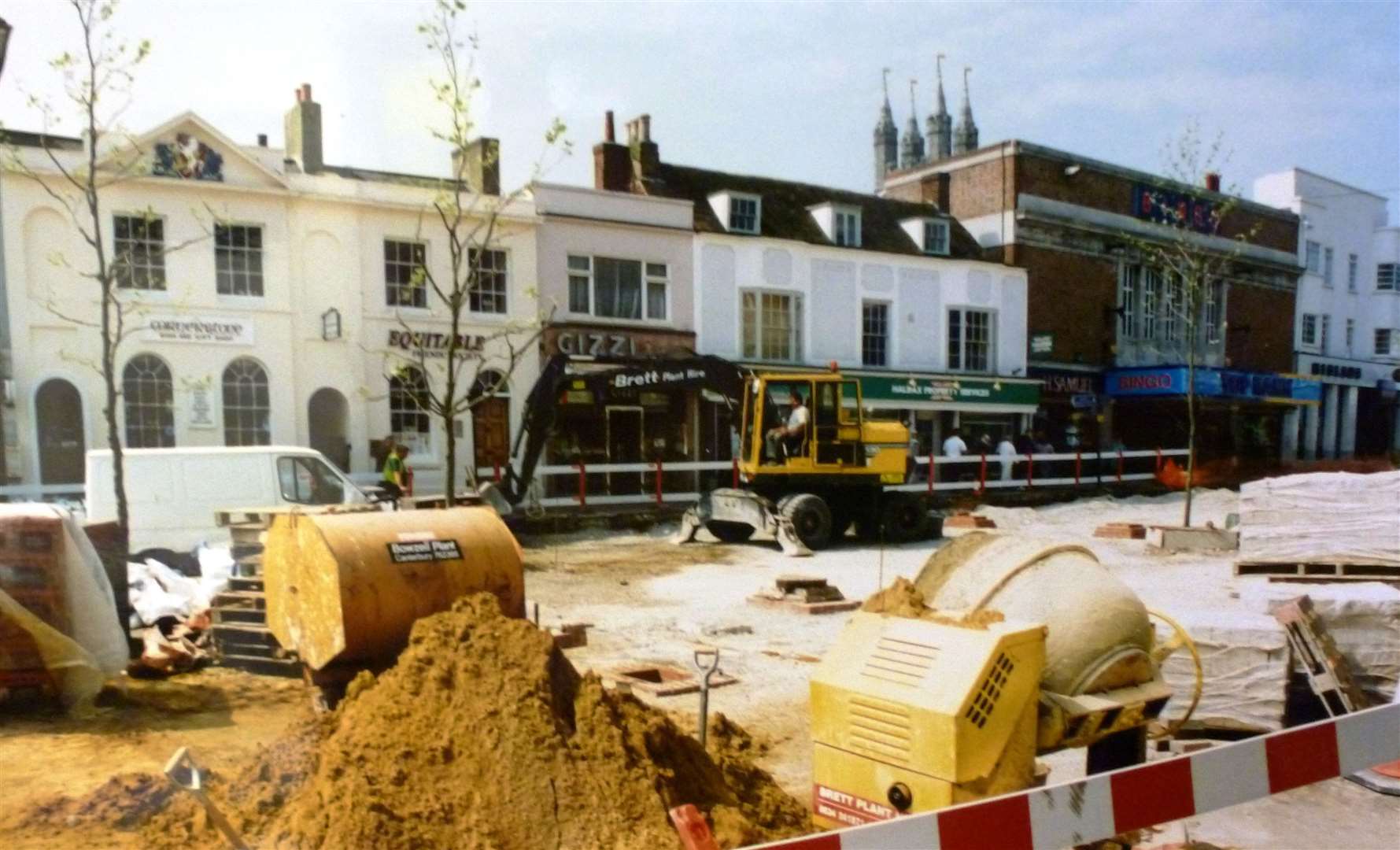 Work from 1999 when the cobbles were laid on Ashford's Lower High Street. Picture: Steve Salter