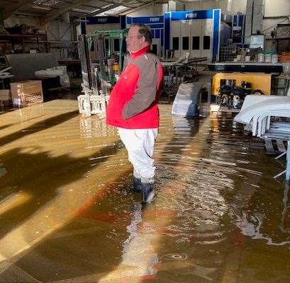 Flood water was regularly up to staff member's knees at Dartford Composites in Ness Road, Dartford, Erith