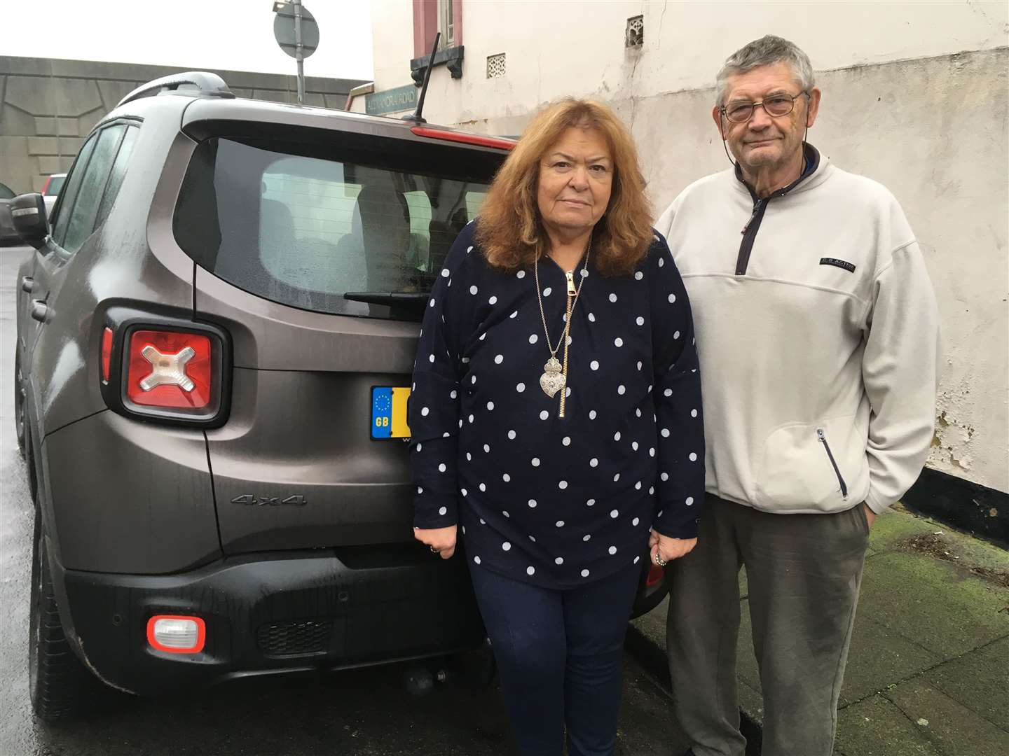 Colin and Guiva Bird with their Jeep in Marine Parade, Sheerness