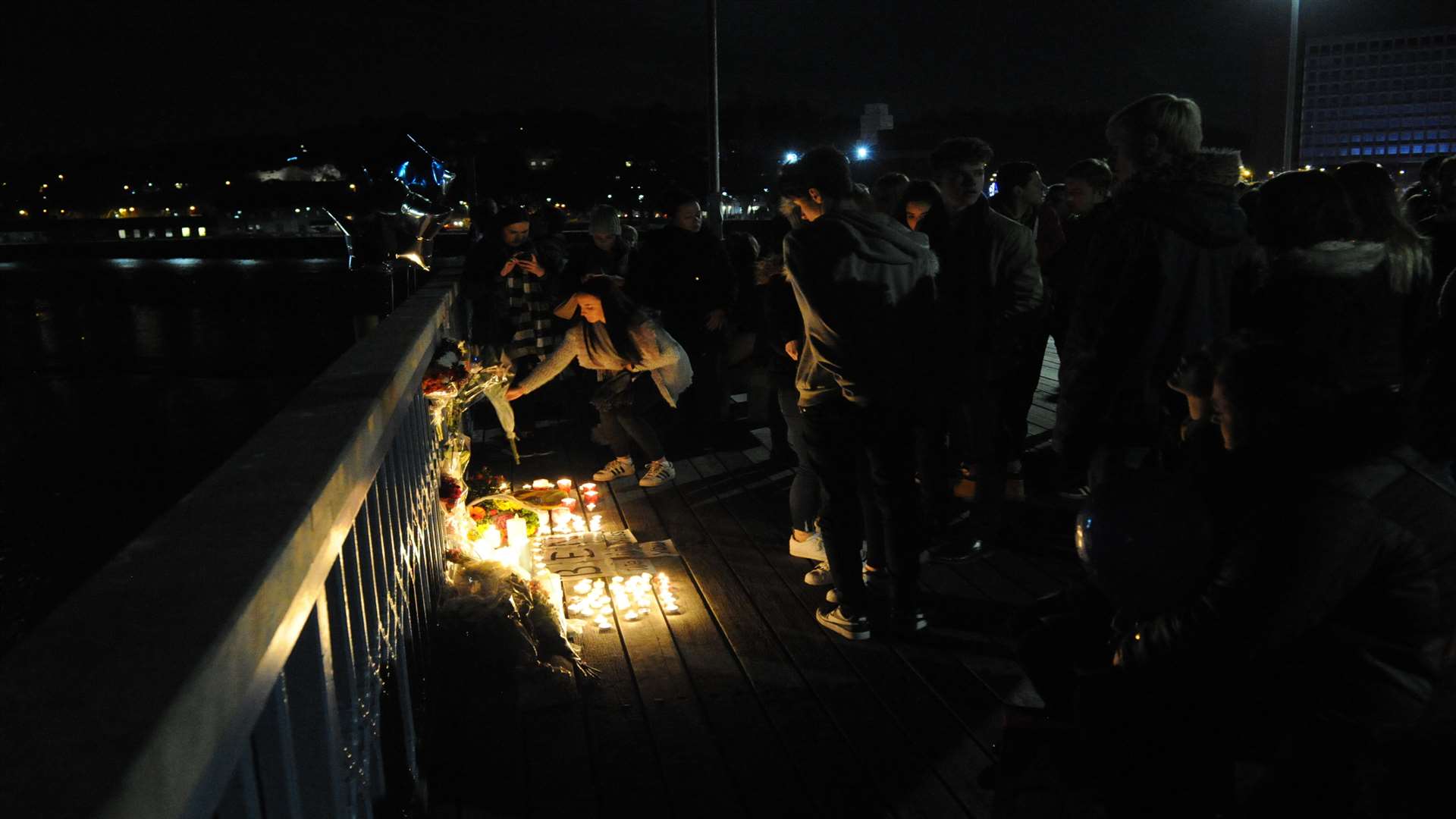 A candlelit vigil was held for Ben at Sun Pier.