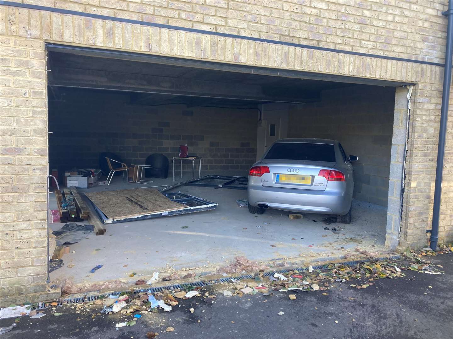 A car has ploughed into the Prince Albert Apartments in New Street, Ashford