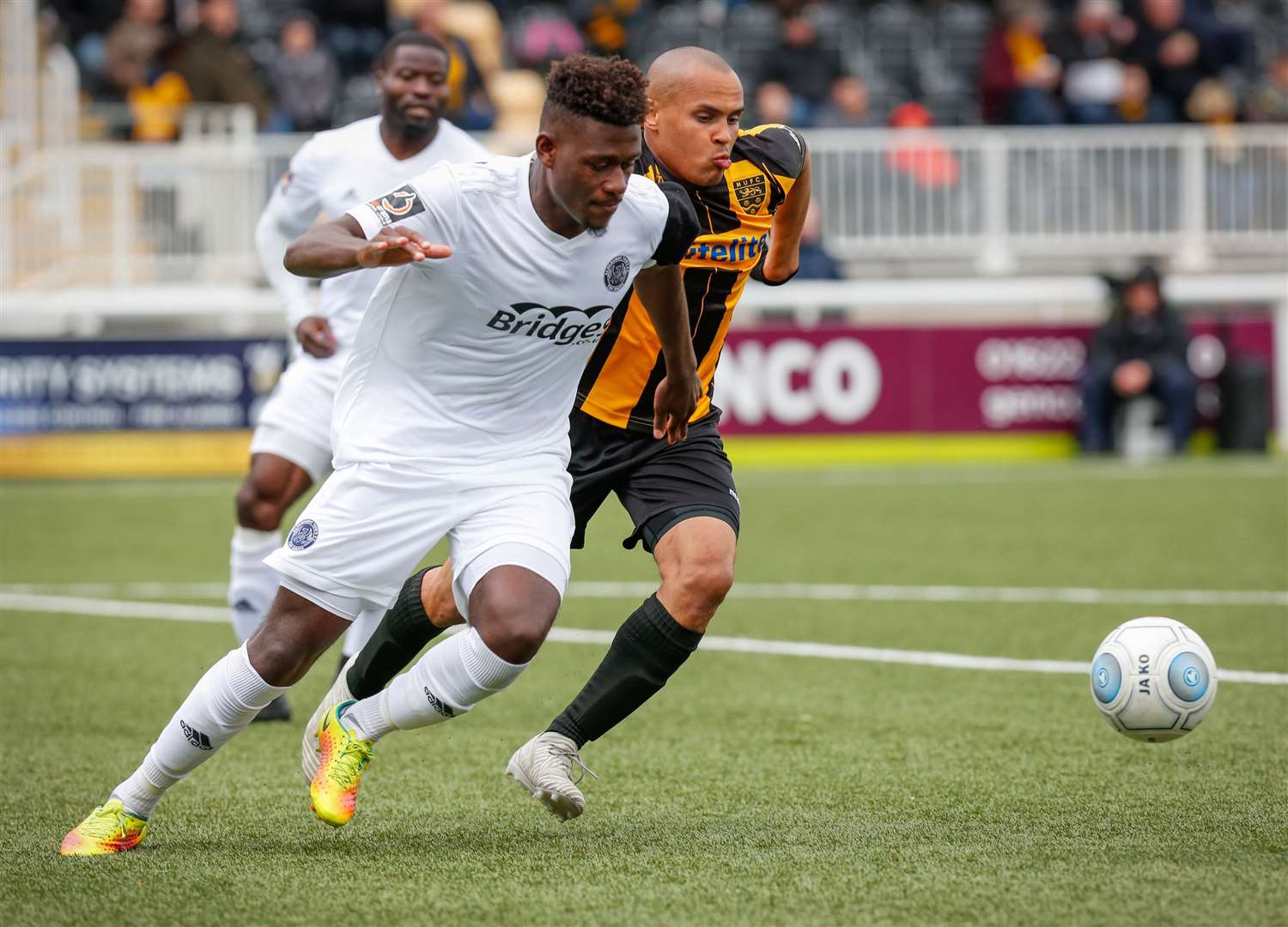 Elliott Romain gives chase during Maidstone's 2-0 defeat by Aldershot Picture: Matthew Walker