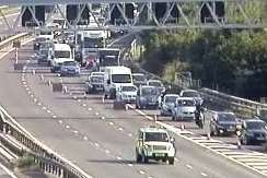 Traffic held on the M25 after a lorry fire. Picture: Highways Agency