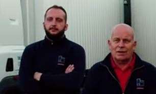 Tom Dennis, left, and Peter Varrall in a still from a past promotion video for Castles Removals. Picture: Castles Removals
