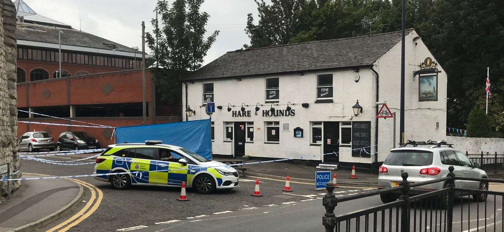 The Hare and Hounds pub was cordoned off the morning after Mr Bryant died