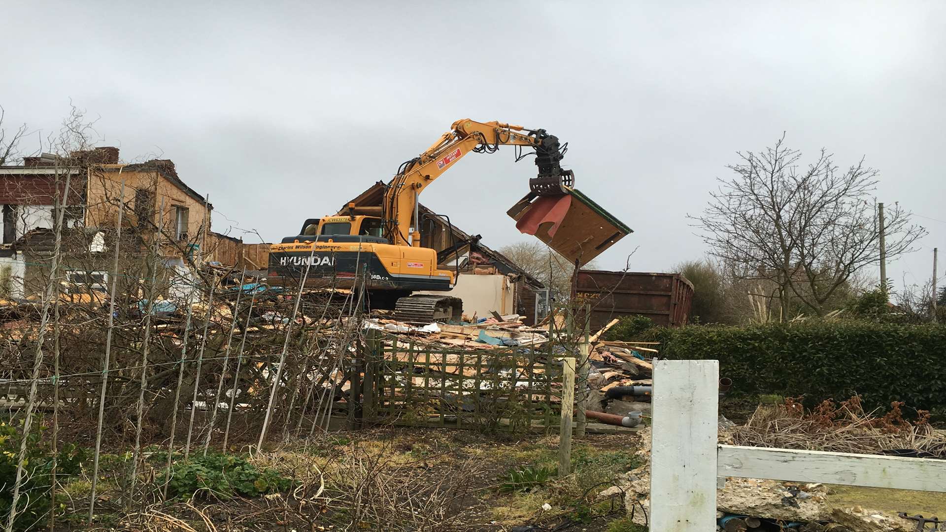 The house being demolished