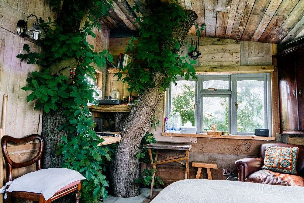 Look out over the peaceful surroundings from your rustic treehouse. Picture: Julie Magnussen Photography