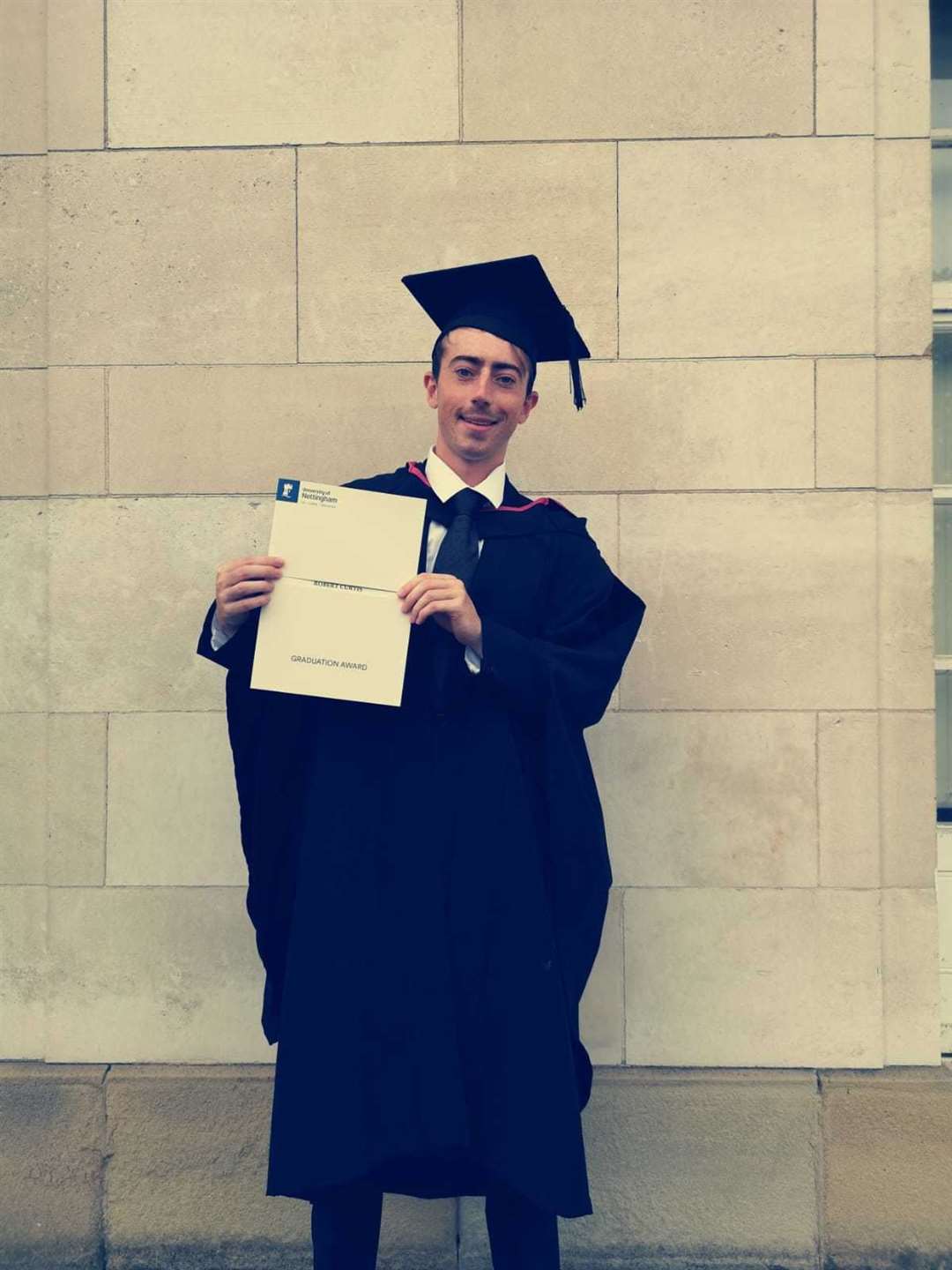 Robbie graduated from the University of Nottingham with a first-class degree