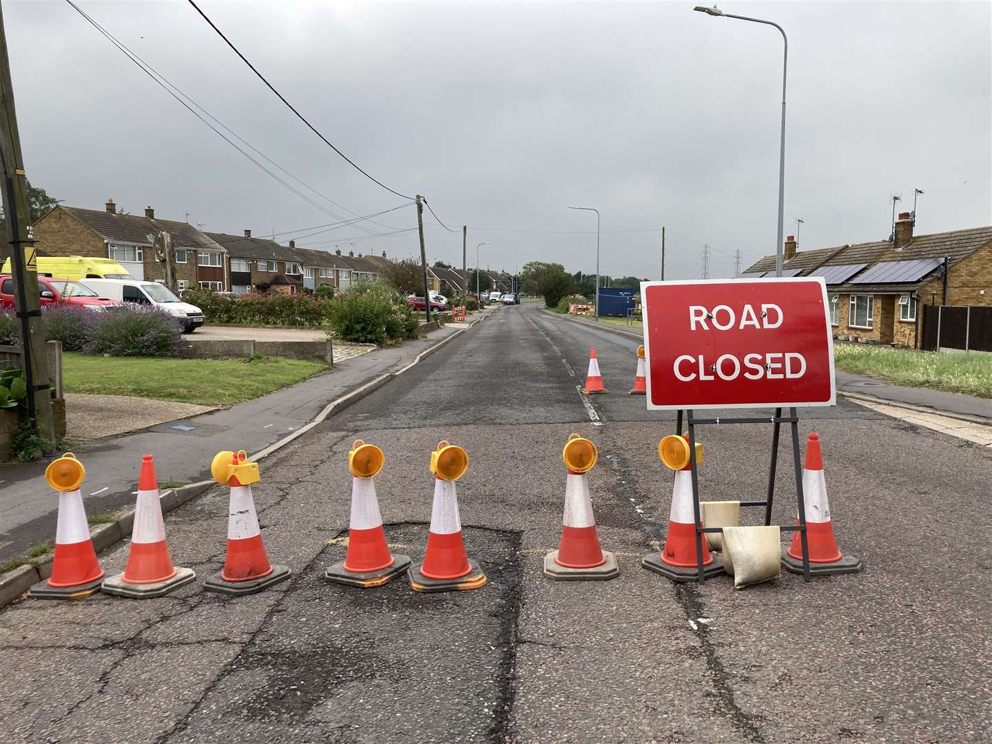 Queenborough Road, Sheppey, closed because of gas main repairs