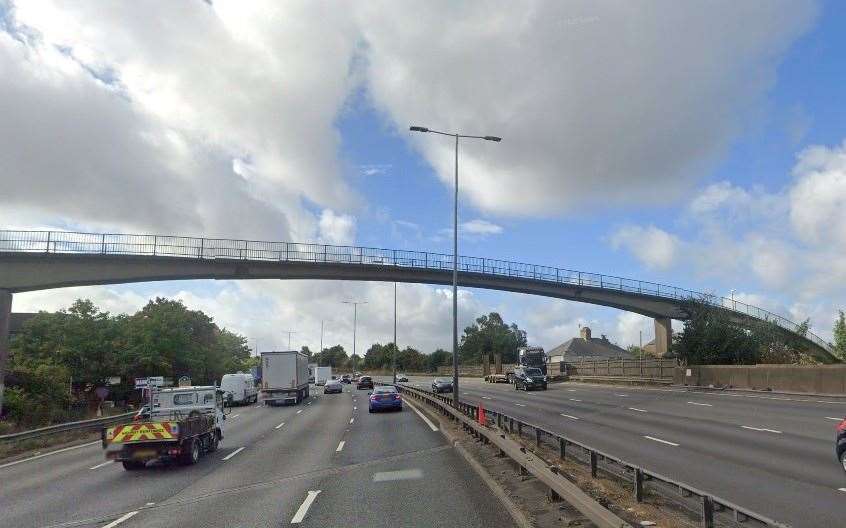 One lane of the M25 has been closed after a crash involving two cars and a lorry between J1A Bob Dunn Way and J1B Princes Road in Dartford. Picture: Google Street View