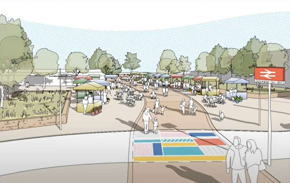 How the entrance to Beachfields could look if Swale council's £20m levelling-up bid is successful. Graphic: GT3 Architects