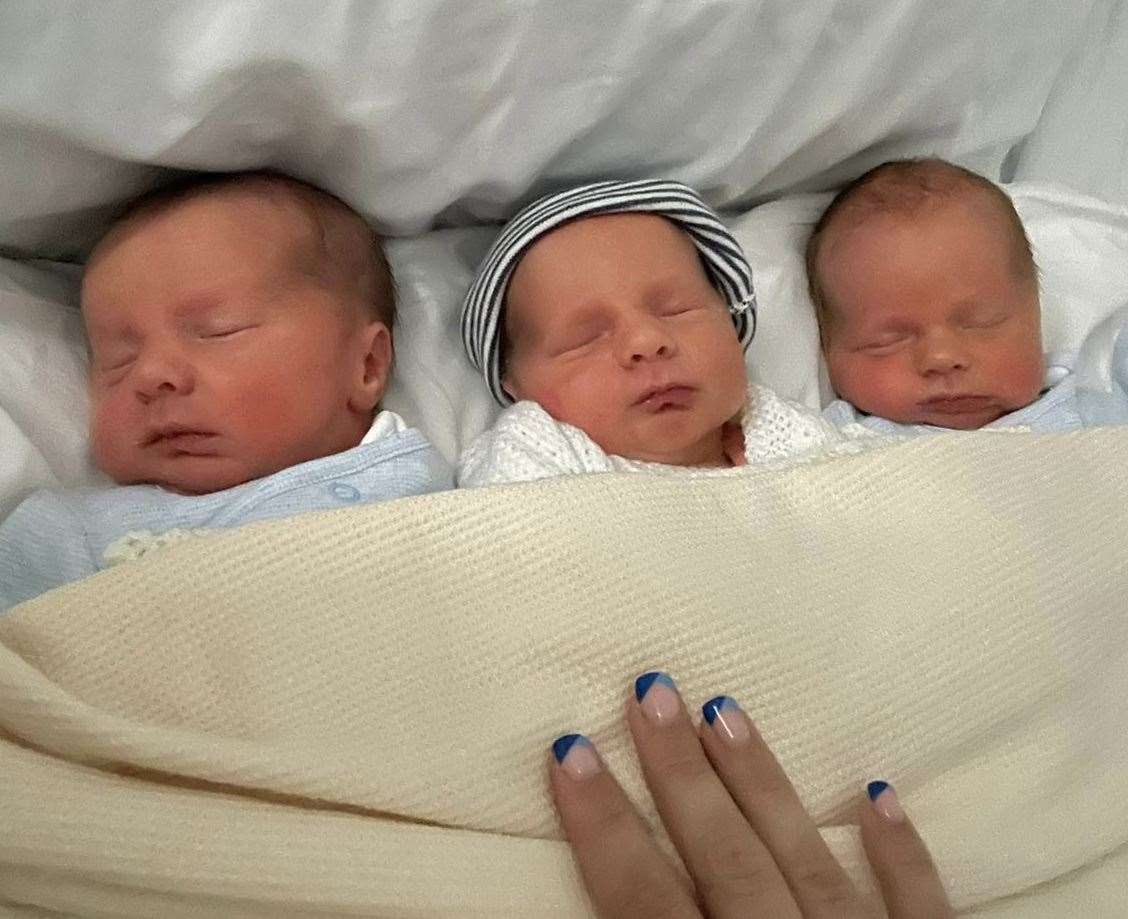 Triplets Harry, Oscar and George. Picture: EKHUFT