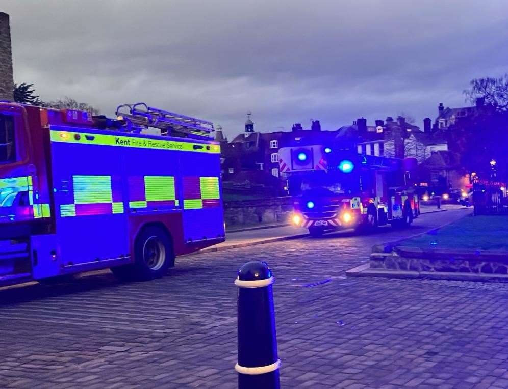 Fire engines outside Rochester Cathedral