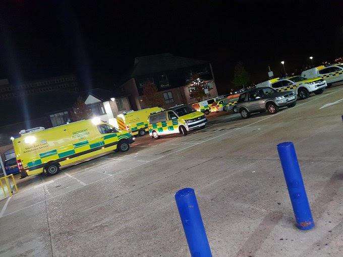 The emergency vehicles parked up at Sun Pier on Friday night