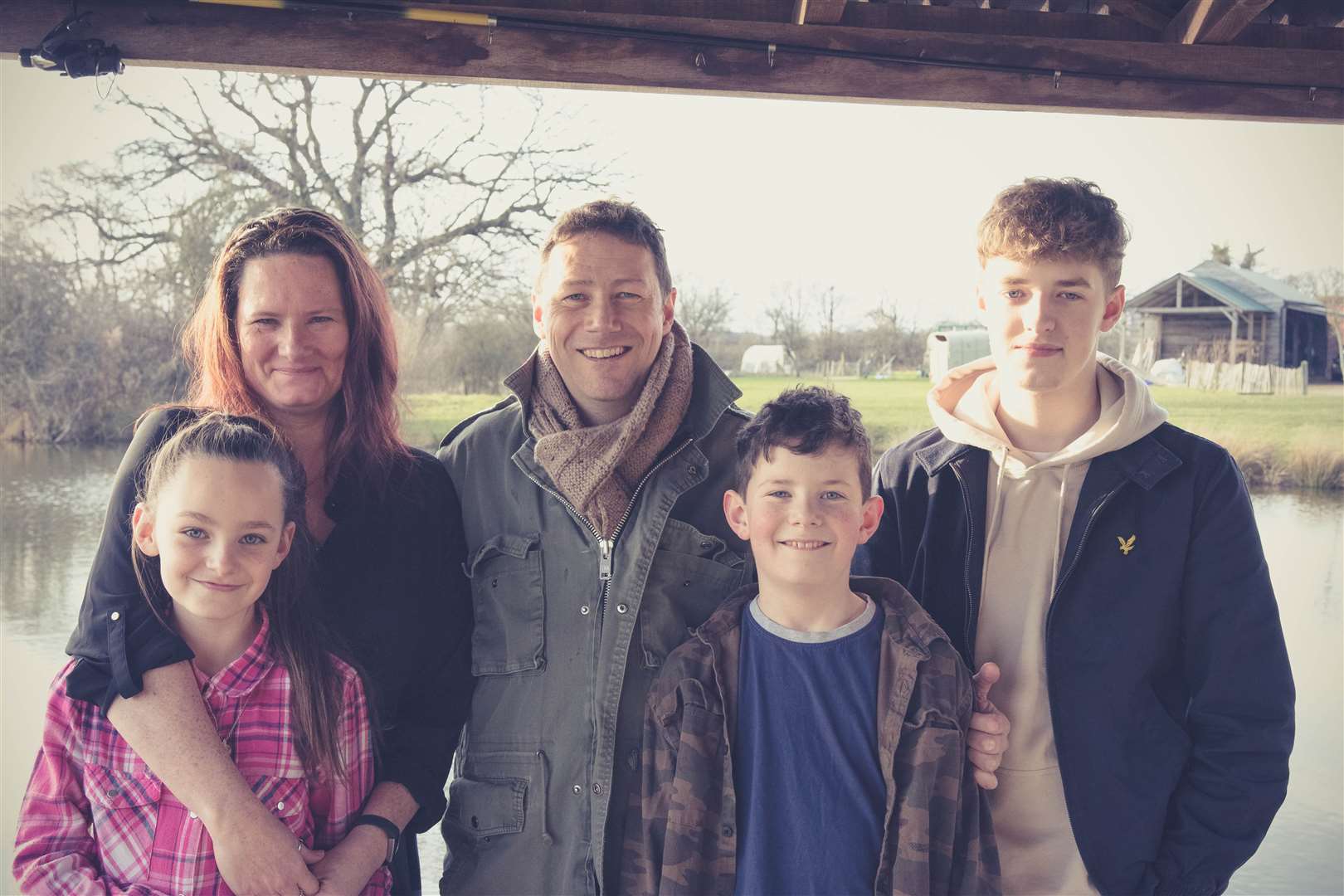 From left: Philippa with daughter Molly, husband Sam with sons Finn and Drake (far right). Philippa Dunstan-Magee