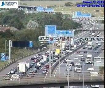 Traffic is being held on the M25 due to a crash. Picture Highways England