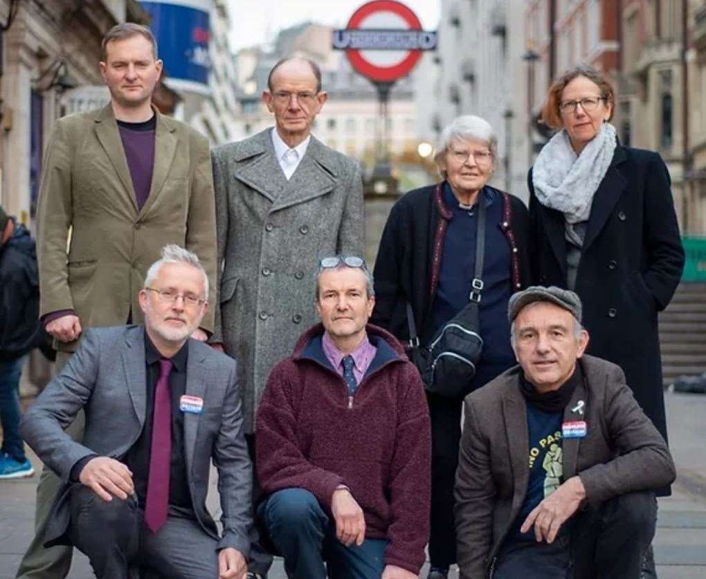 The seven Insulate Britain members in London today. Picture: Helena Smith