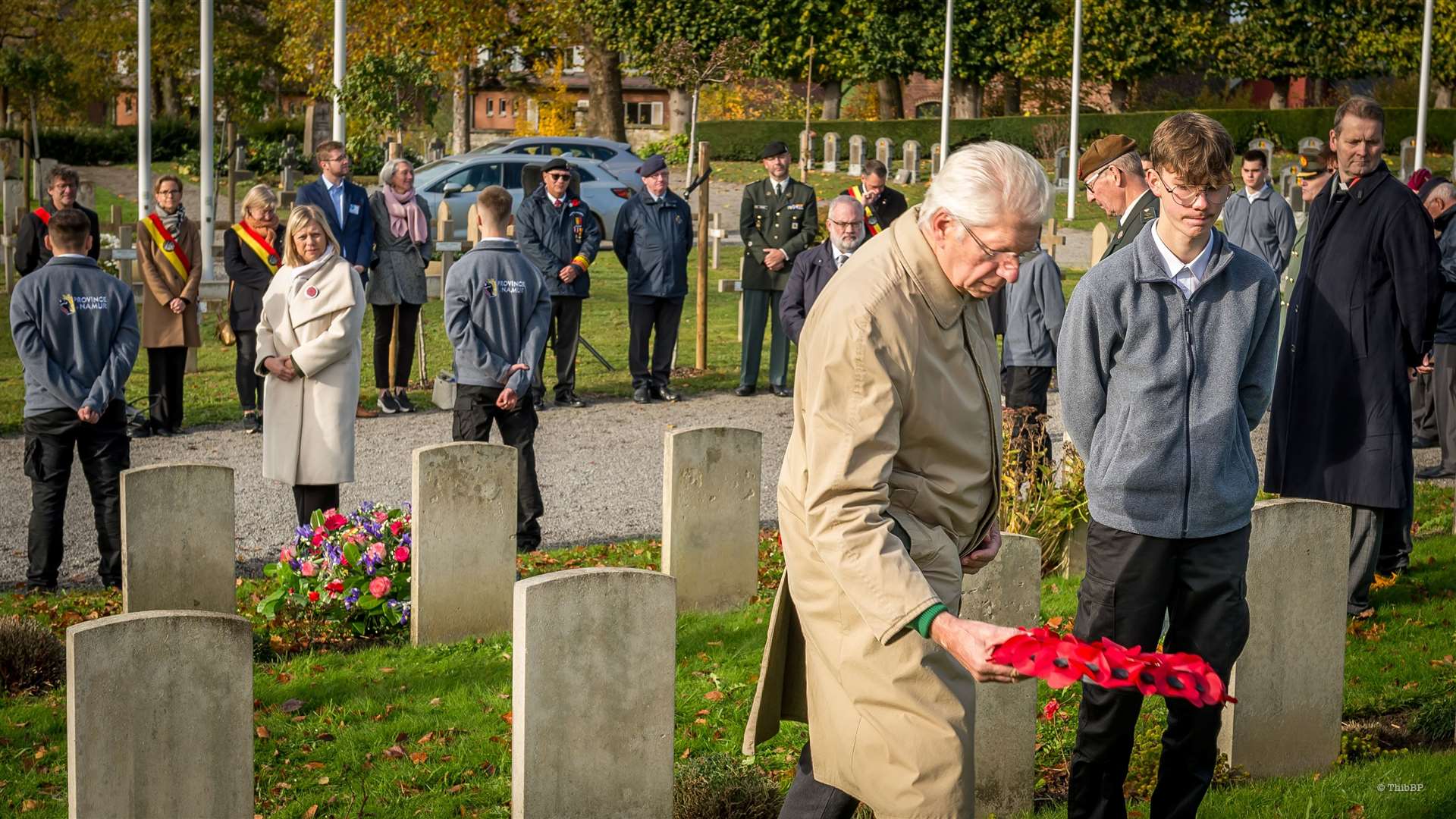 Rotary club member Etienne de Franquen lays a wreath supplied by the Maidstone Rotary Club