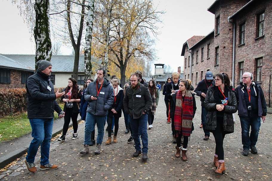 Museum guide Michal Jarnot leads our group through Auschwitz 1.