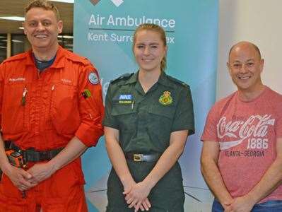Graham meeting the KSS and SECAmb crew who helped him