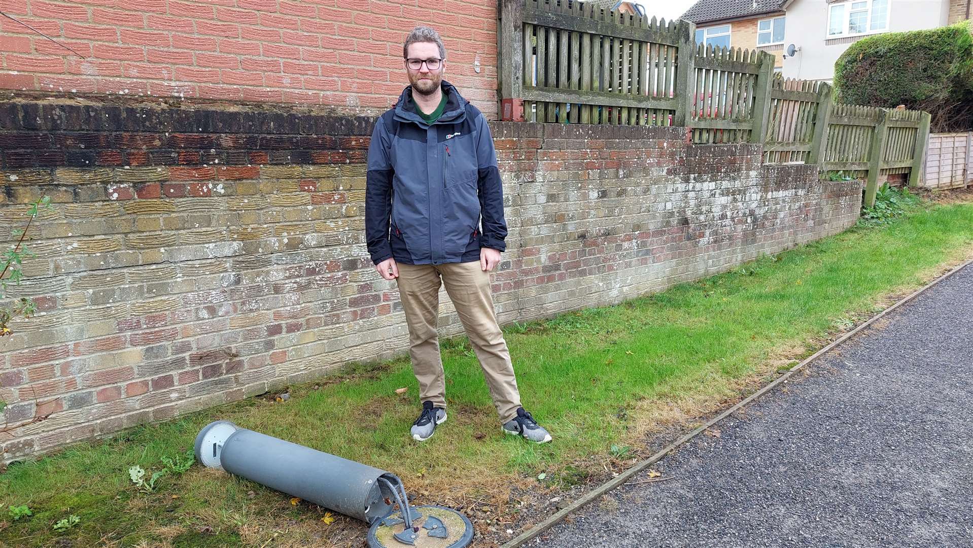Cllr Jamie Pout would like to see the posts replaced with taller and stronger street lights