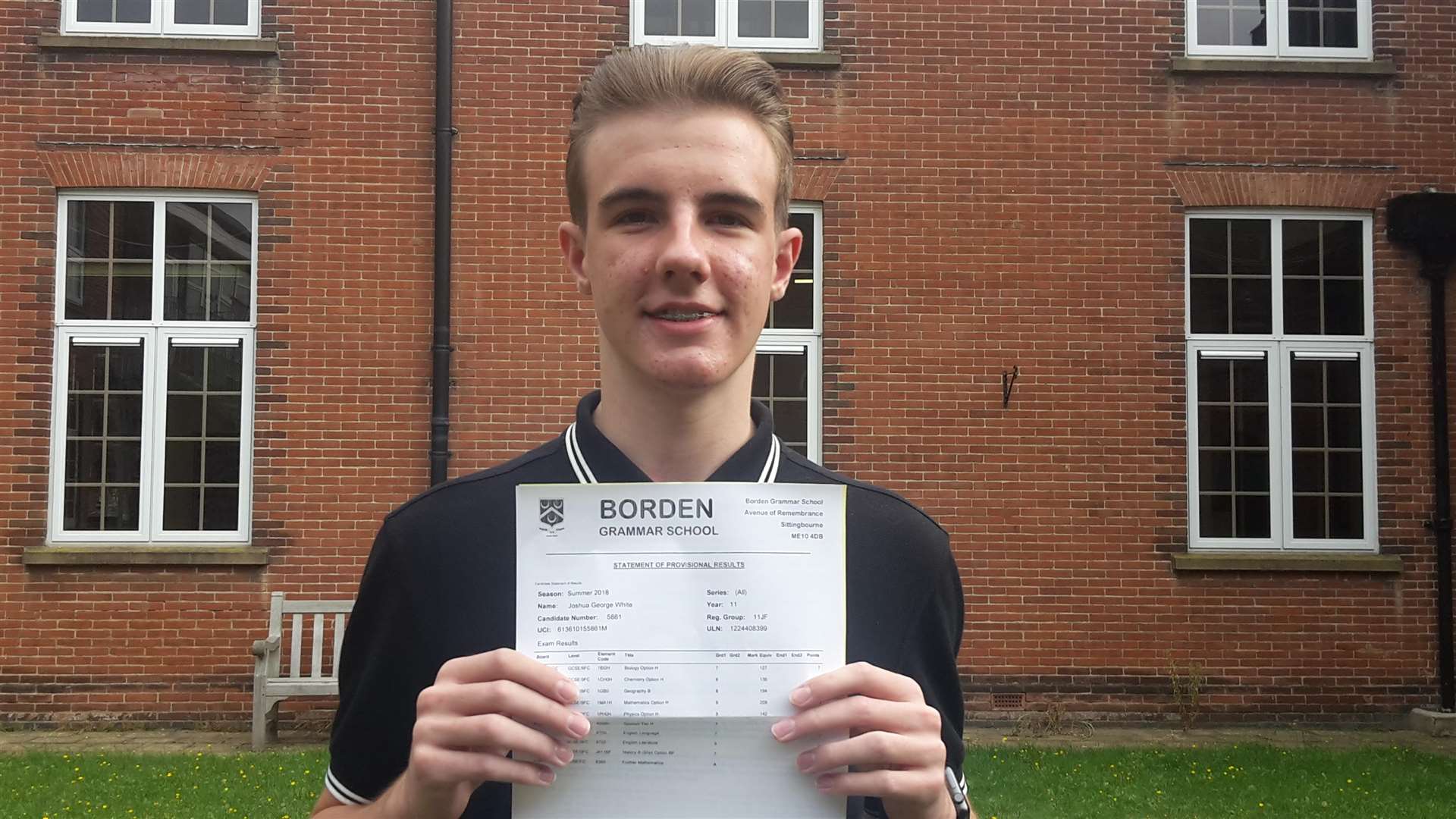 Borden pupil Josh White with his GCSE results (3753243)