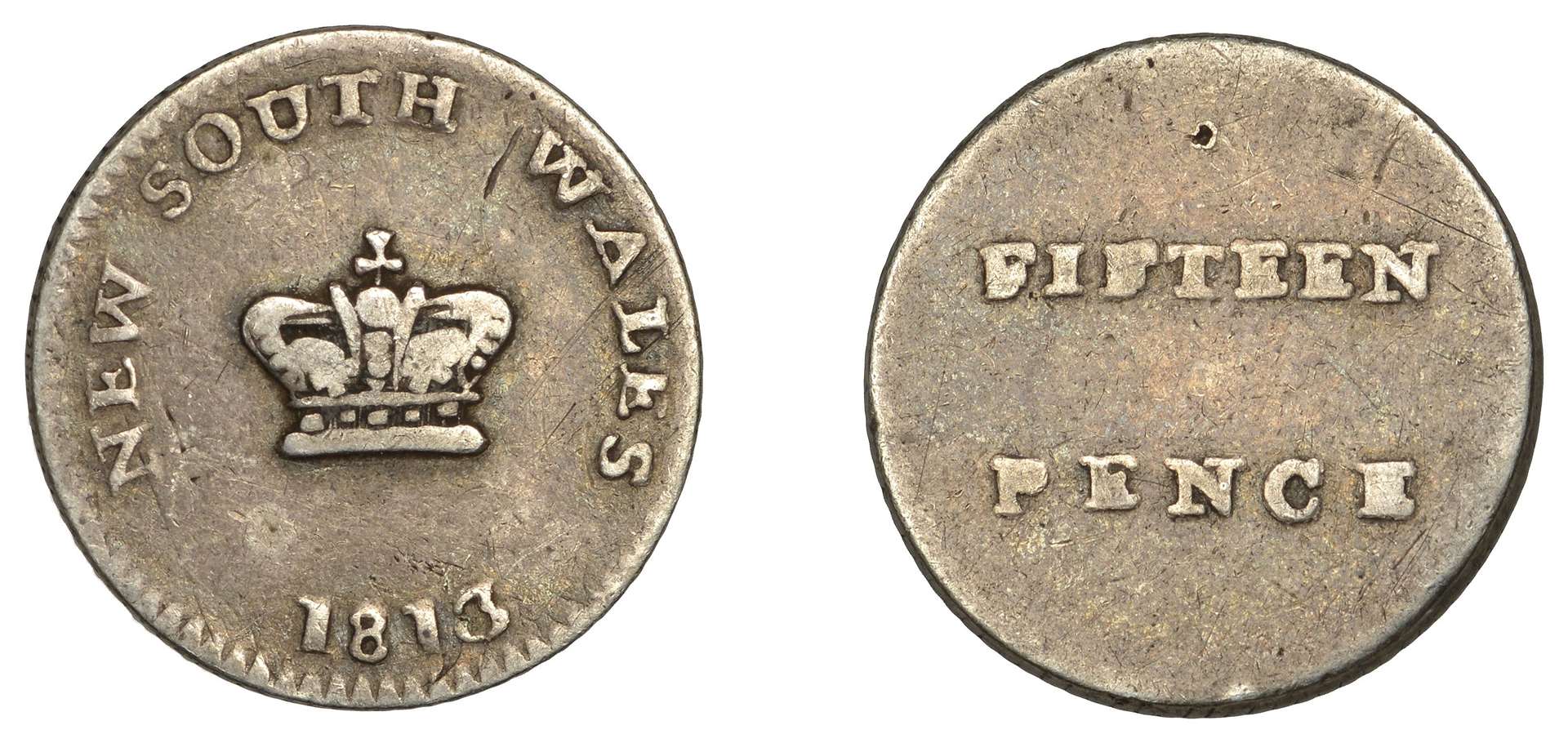 The Australian New South Wales Fifteen Pence known as Dump, dating from 1813. Picture: Noonans