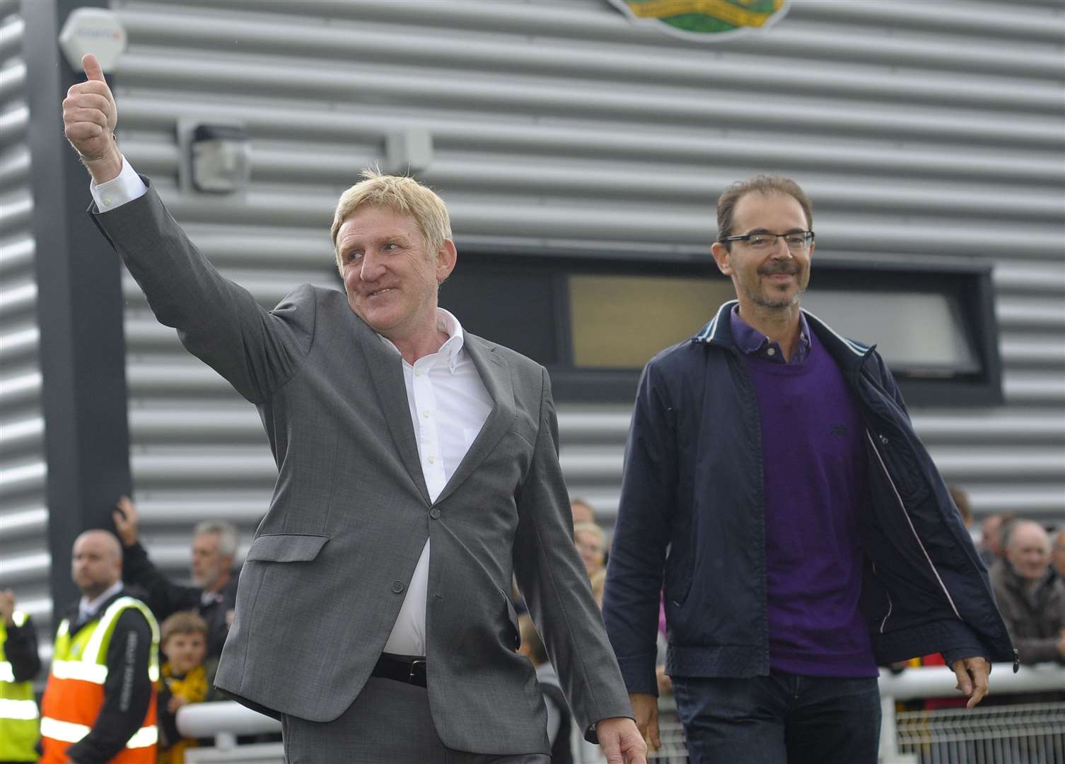 Co-owners Terry Casey and Oliver Ash at the opening of the Gallagher Stadium Picture: Ady Kerry