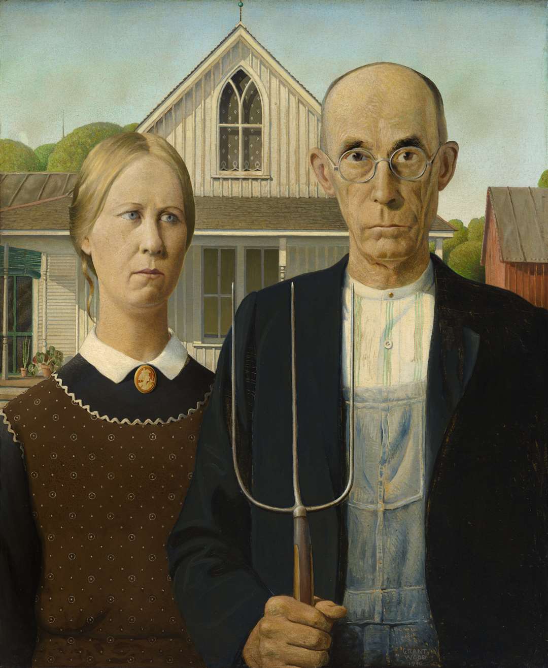 Grant Wood’s American Gothic (1930). Supplied by the Art Institute of Chicago