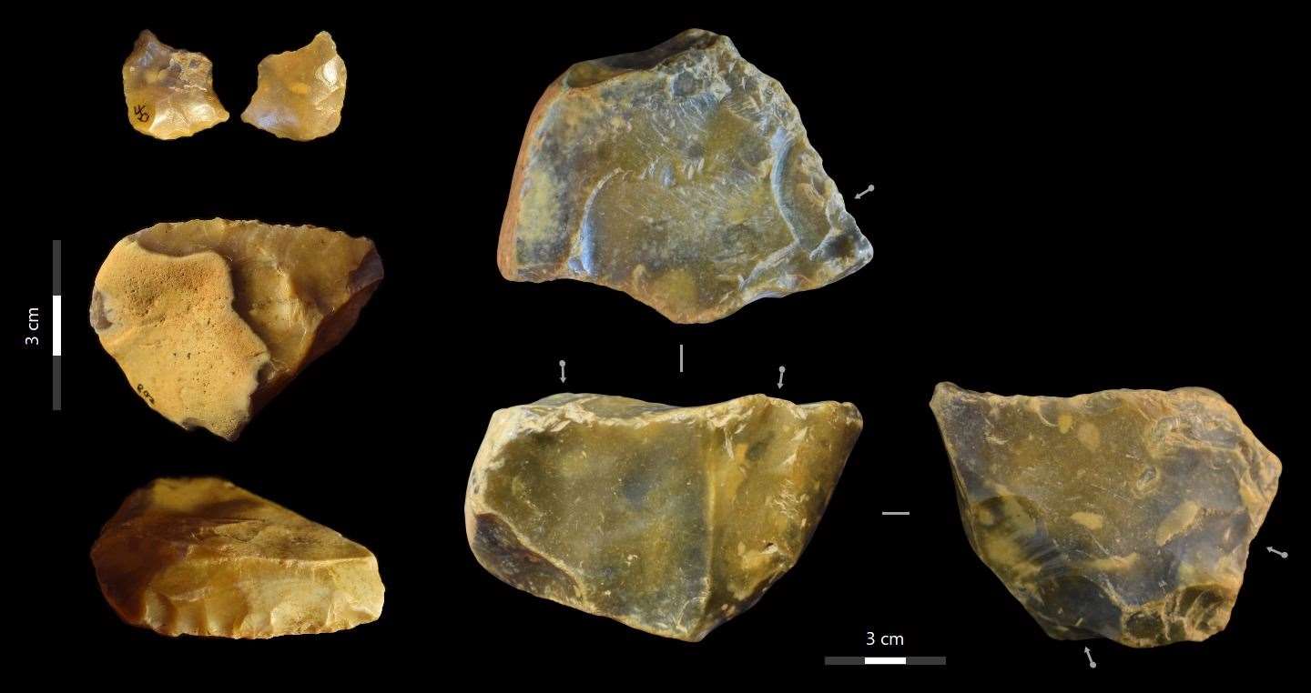 A selection of flint artefacts excavated at the Fordwich site recently. Picture: Alastair Key