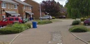 Charles Drayson Court, Faversham, where the car was damaged. Google street view (53874682)