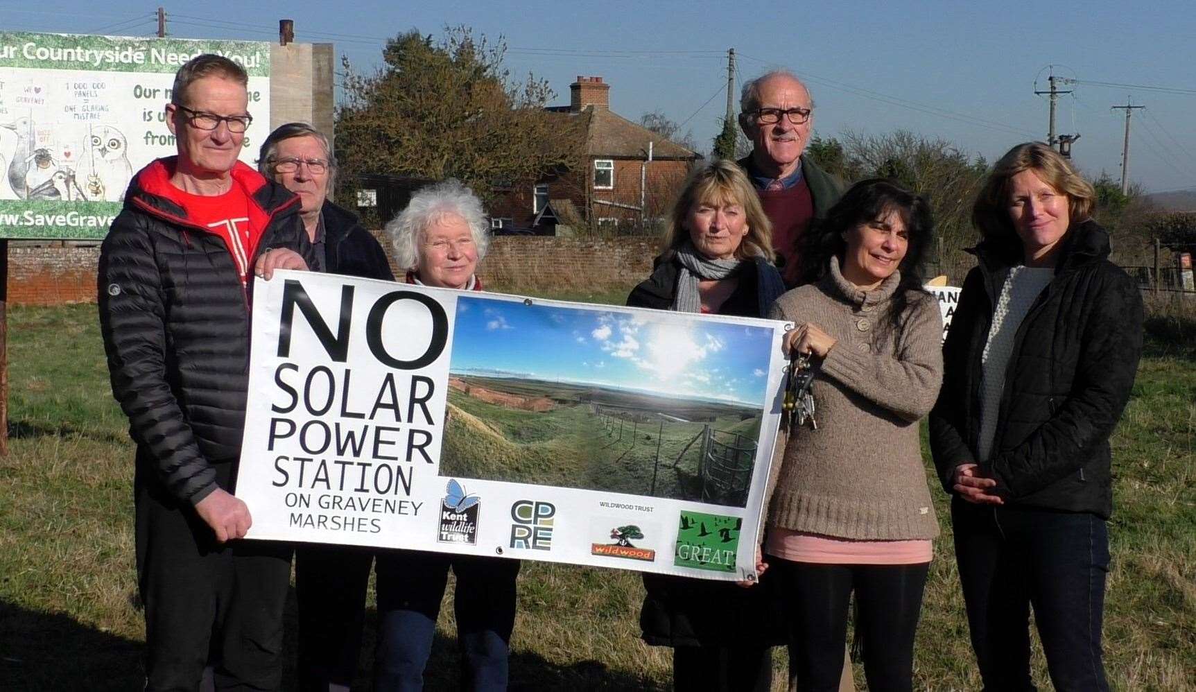 Campaigners on the marshes in Graveney