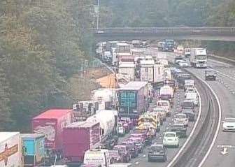 Traffic queuing on the M25 this morning. Picture: Highways England