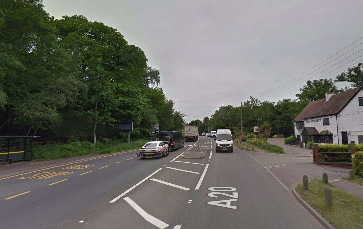Motorcylist dies in collision with van between Seven Mile Lane and A25 junctions of the A20