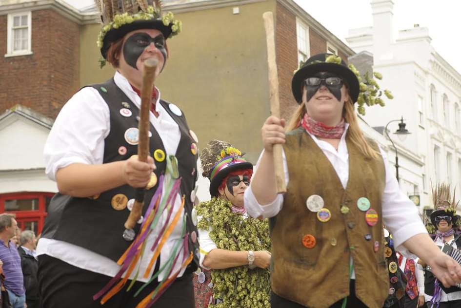 Morris dancers are an integral part of the Hop Festival