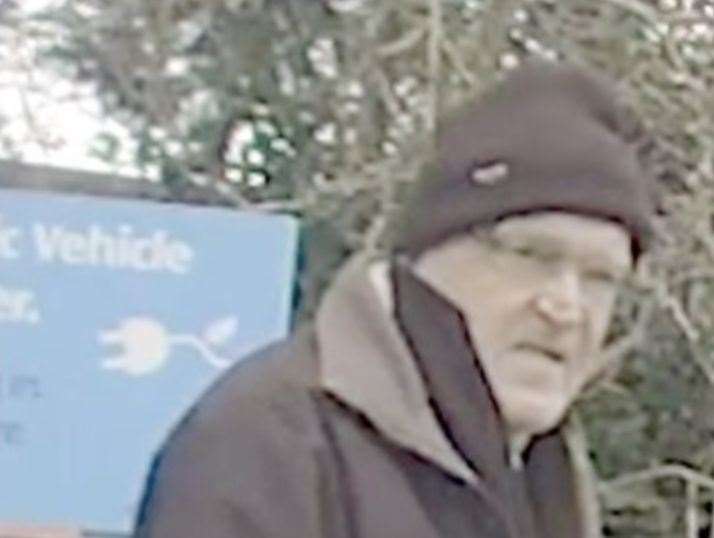 Kent Police are looking to identify this man in connection with criminal damage to a car in Canterbury. Picture: Kent Police