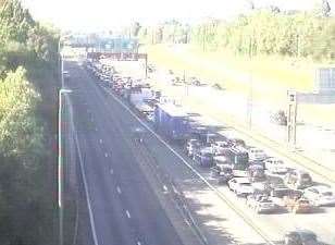Traffic is queuing anticlockwise on M25. Picture: National Highways