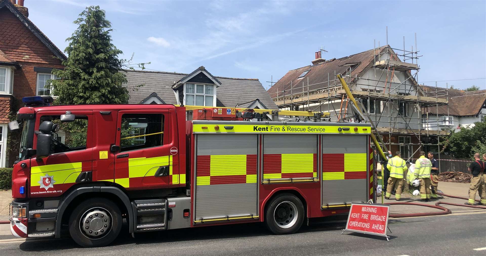 Six fire engines were called to a roof blaze at a property in Loose Road, Maidstone