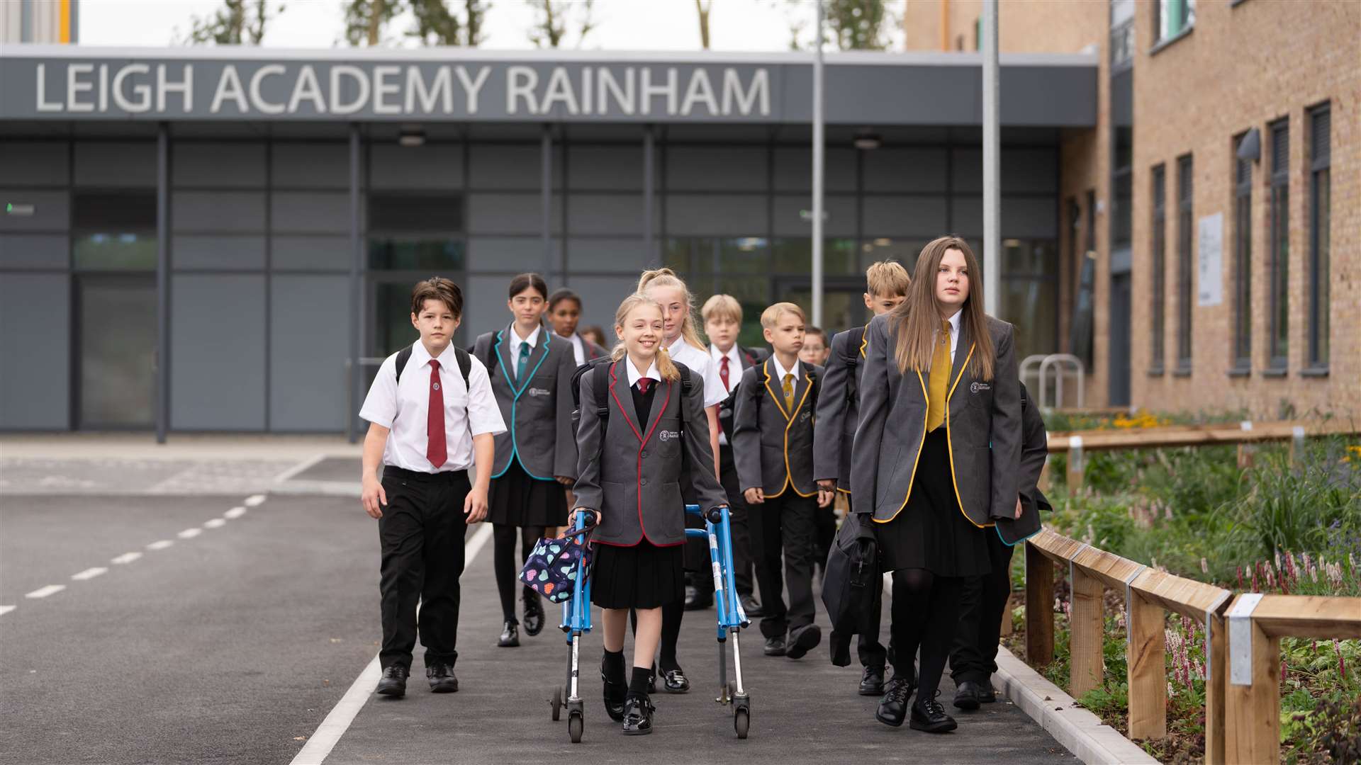New pupils arrive at school for their first day as the Leigh Academy in Rainham opens its doors. Picture: Brandon Baily/Leigh Academy Trust