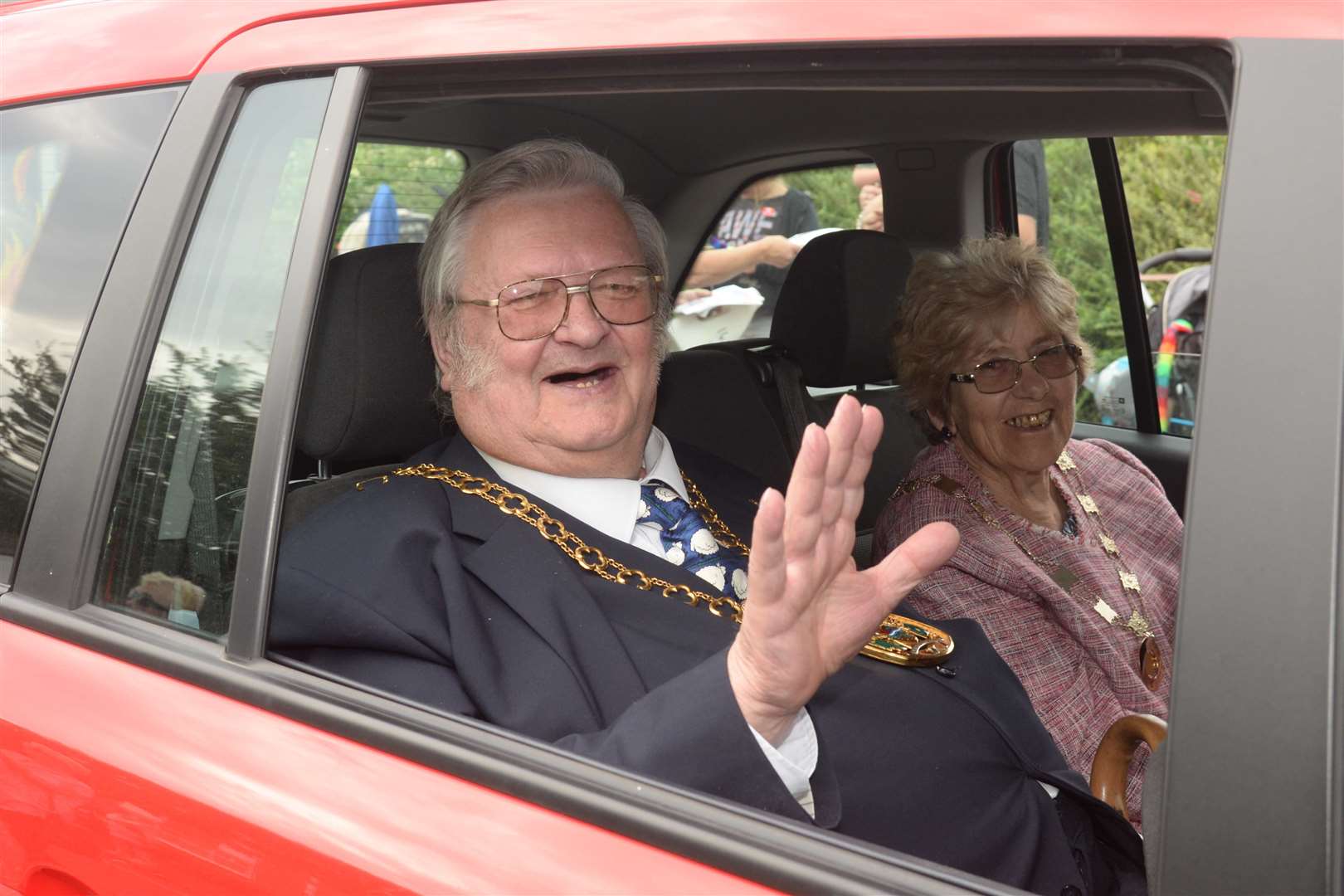 Farewell wave: Mayor of Swale Cllr Ken Ingleton with his wife Mick. Picture: Chris Davey