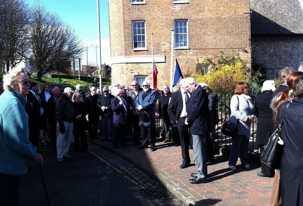 Family and friends gather outside Bawley Bay at Anchor Cove along the Gravesend river front to remember well-known river freeman Bob Sutherland