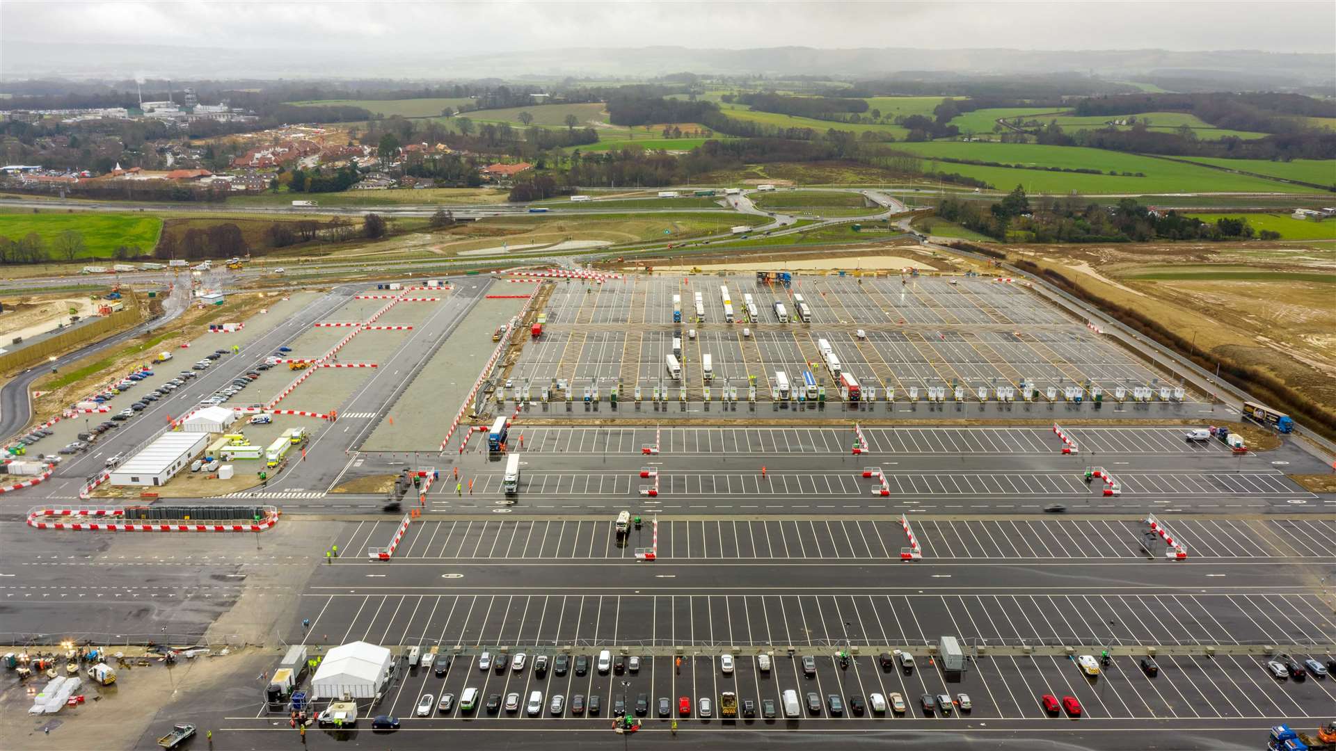 The lorry park in Ashford from the air. Picture: Esprit Drone Services